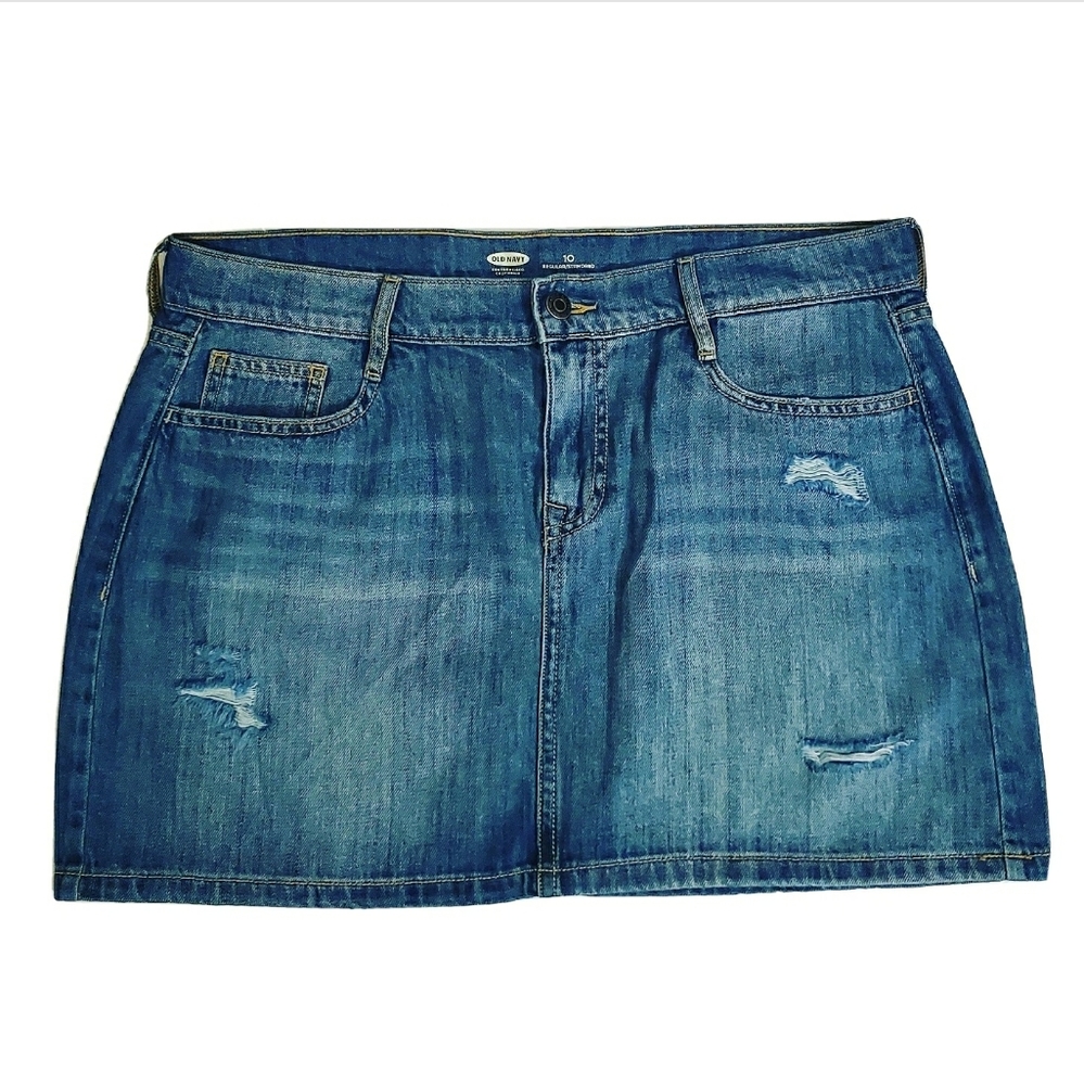 Old Navy Ripped Distressed Denim Mini Skirt 10